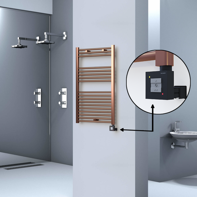 Haiti Electric Towel Warmer 600x1000 Flat Antique Copper Gloss (KTX1 Thermostat) 300 Watt