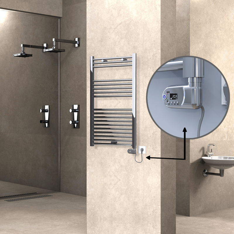 Haiti Electric Towel Warmer 600x1000 Flat Chrome (Thesis Thermostat) 300 Watt