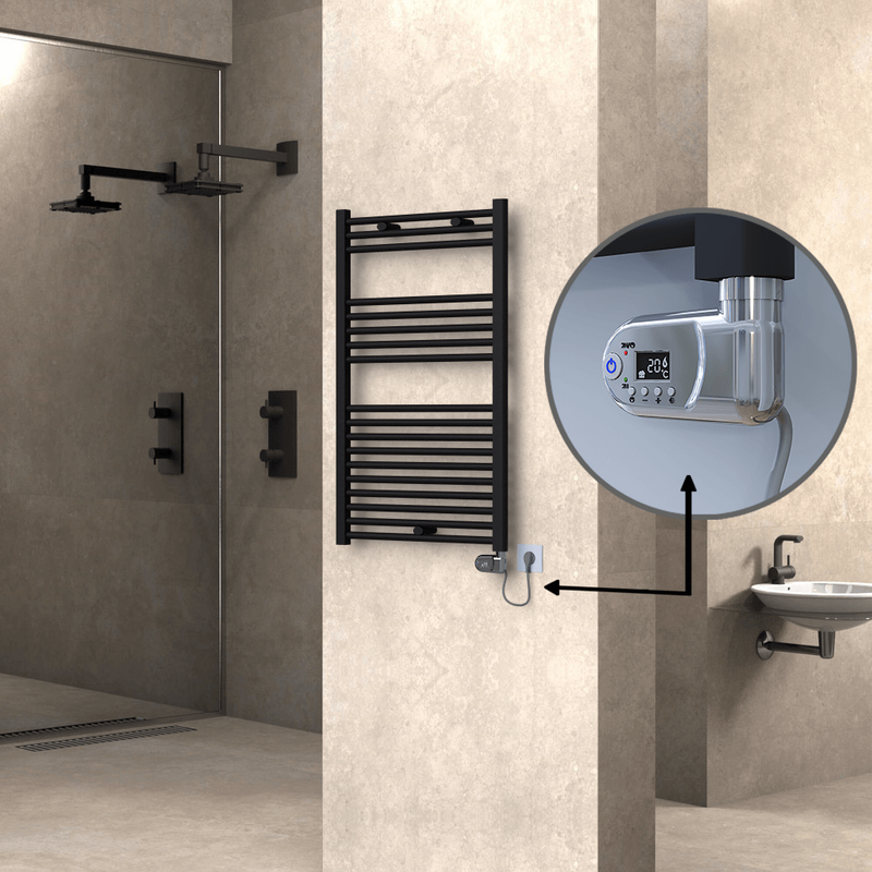 Haiti Sèche Serviettes Electrique 600x1000 Noir mat (Thermostat Thesis) 600 Watt