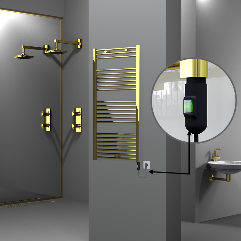 Haiti Electric Towel Warmer 600x1200 Flat Gold (On/Off Button) 300 Watt