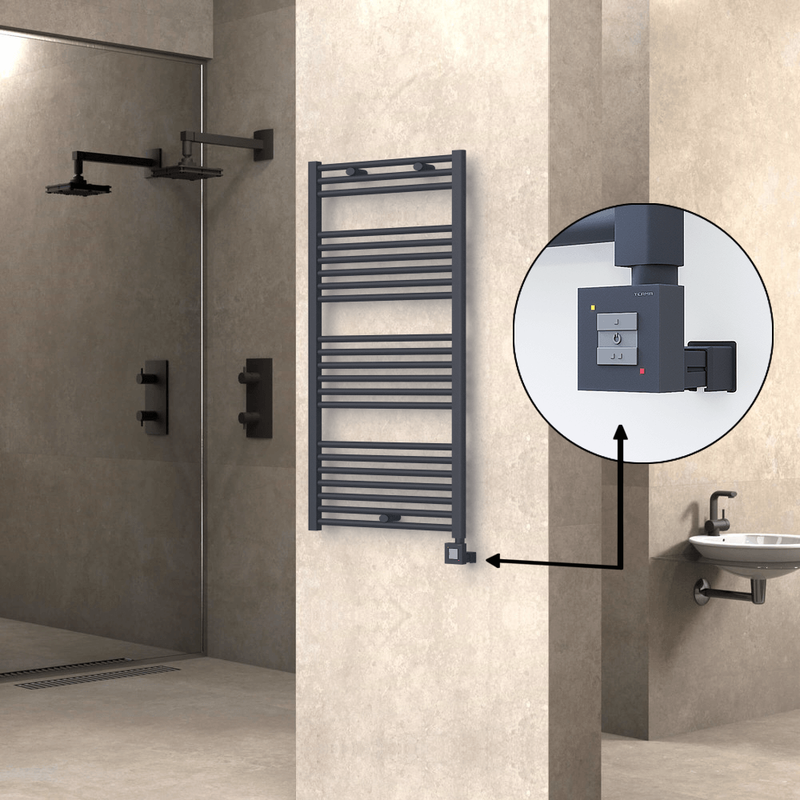 Haiti Electric Towel Warmer 600x1200 Flat Anthracite Textured (KTX1 Thermostat) 600 Watt