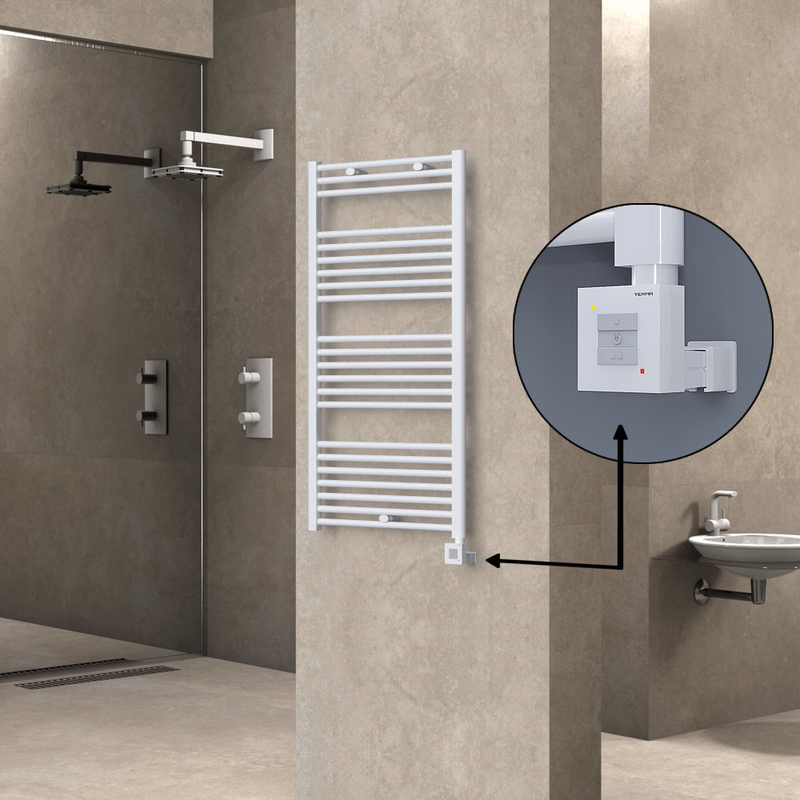 Haiti Electric Towel Warmer 600x1200 Flat White Gloss (KTX1 Thermostat) 600 Watt