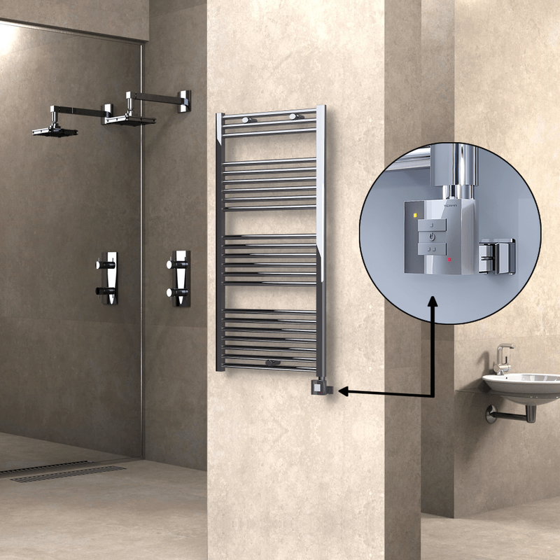 Haiti Electric Towel Warmer 600x1200 Flat Chrome (KTX1 Thermostat) 300 Watt