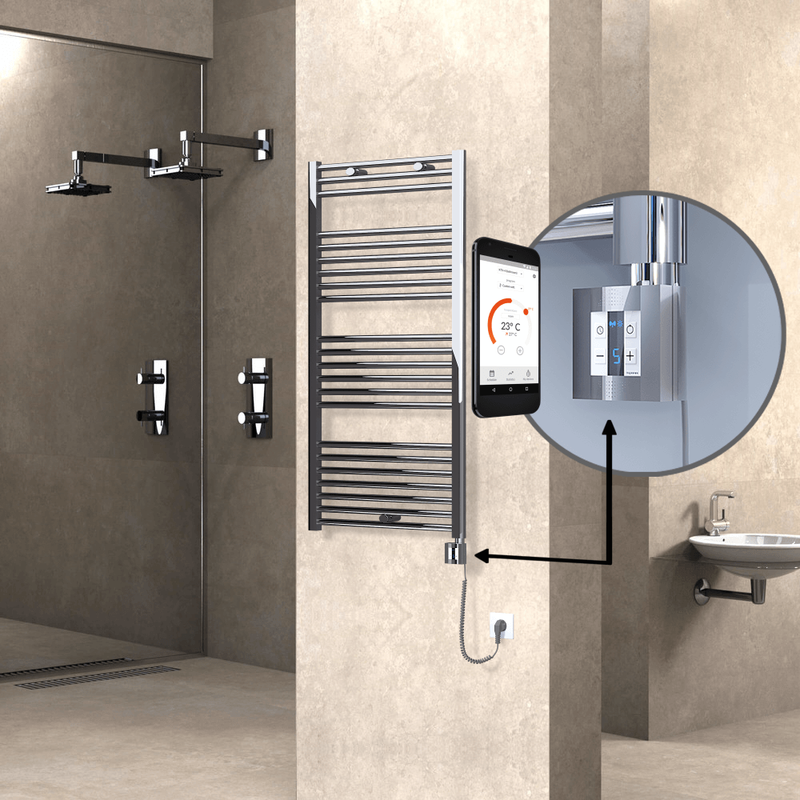 Haiti Sèche Serviettes Electrique 600x1200 Chrome Ktx4 300 Watt Câble en spirale