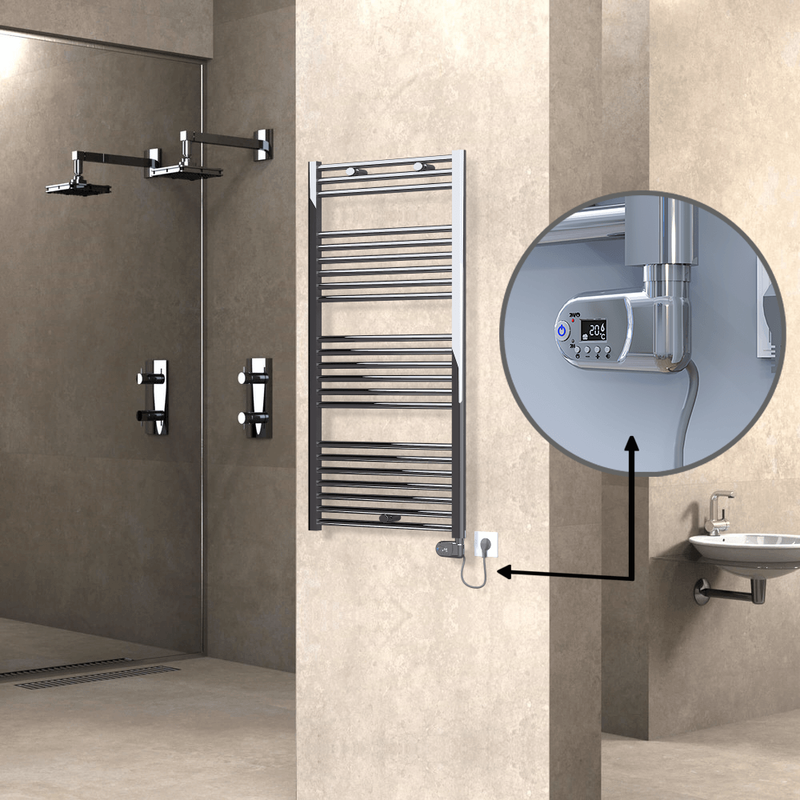 Haiti Electric Towel Warmer 600x1200 Flat Chrome (Thesis Thermostat) 300 Watt