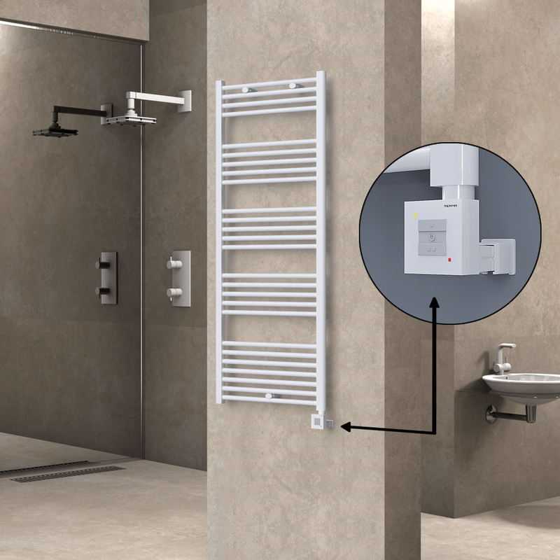 Haiti Electric Towel Warmer 600x1500 Flat White Gloss (KTX1 Thermostat) 1000 Watt