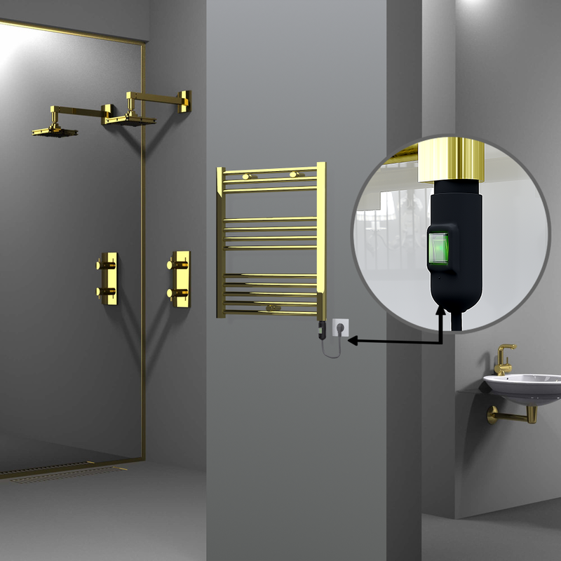 Haiti Electric Towel Warmer 600x700 Flat Gold (On/Off Button) 200 Watt
