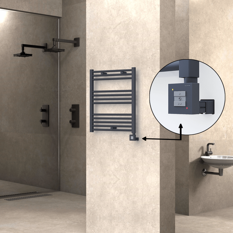 Haiti Electric Towel Warmer 600x700 Flat Anthracite Textured (KTX1 Thermostat) 300 Watt