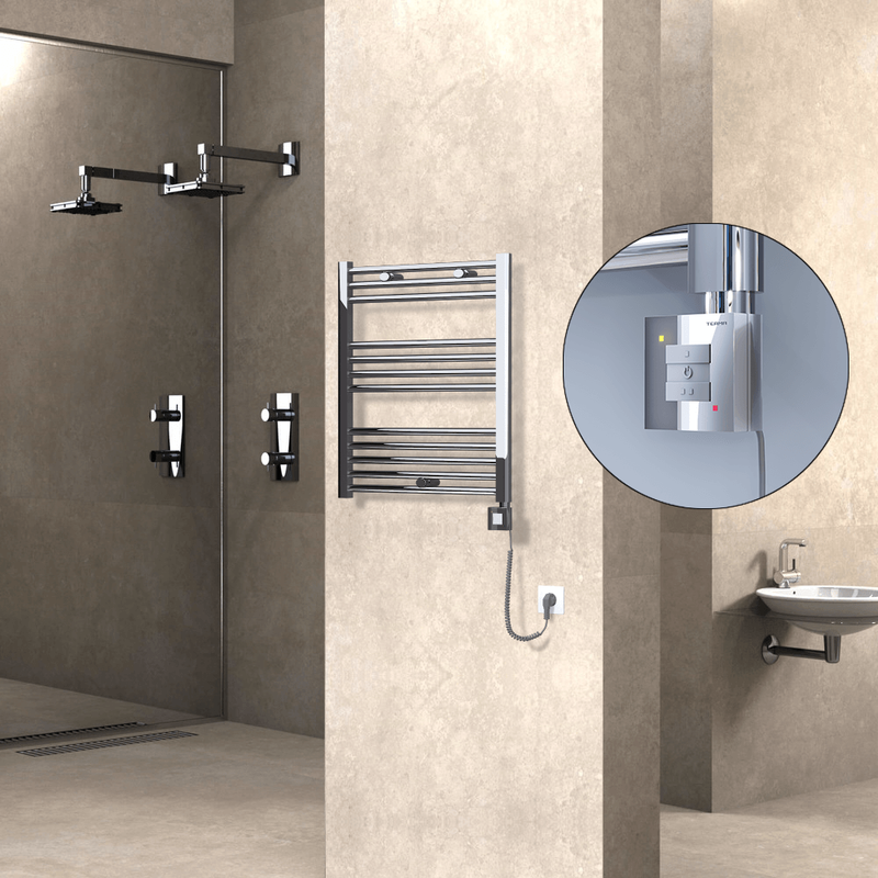 Haiti Sèche Serviettes Electrique 600x700 Chrome Ktx1 200 Watt Câble en spirale