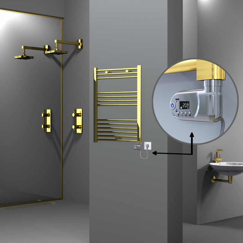 Haiti Electric Towel Warmer 600x800 Flat Gold (Thesis Thermostat) 300 Watt