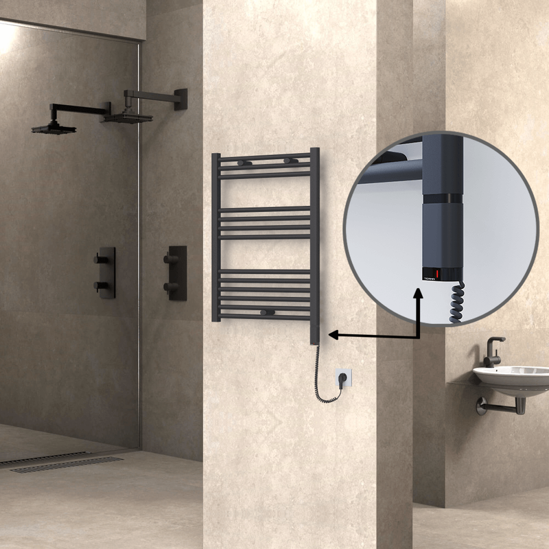 Haiti Elektrikli Havlupan 600x800 Antrasit (OneD On/Off ) Sağ 300W 