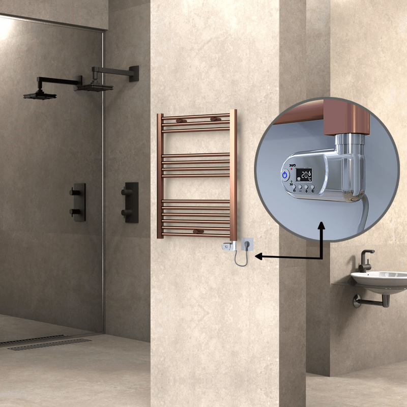 Haiti Electric Towel Warmer 600x800 Flat Antique Copper Gloss (Thesis Thermostat) 300 Watt