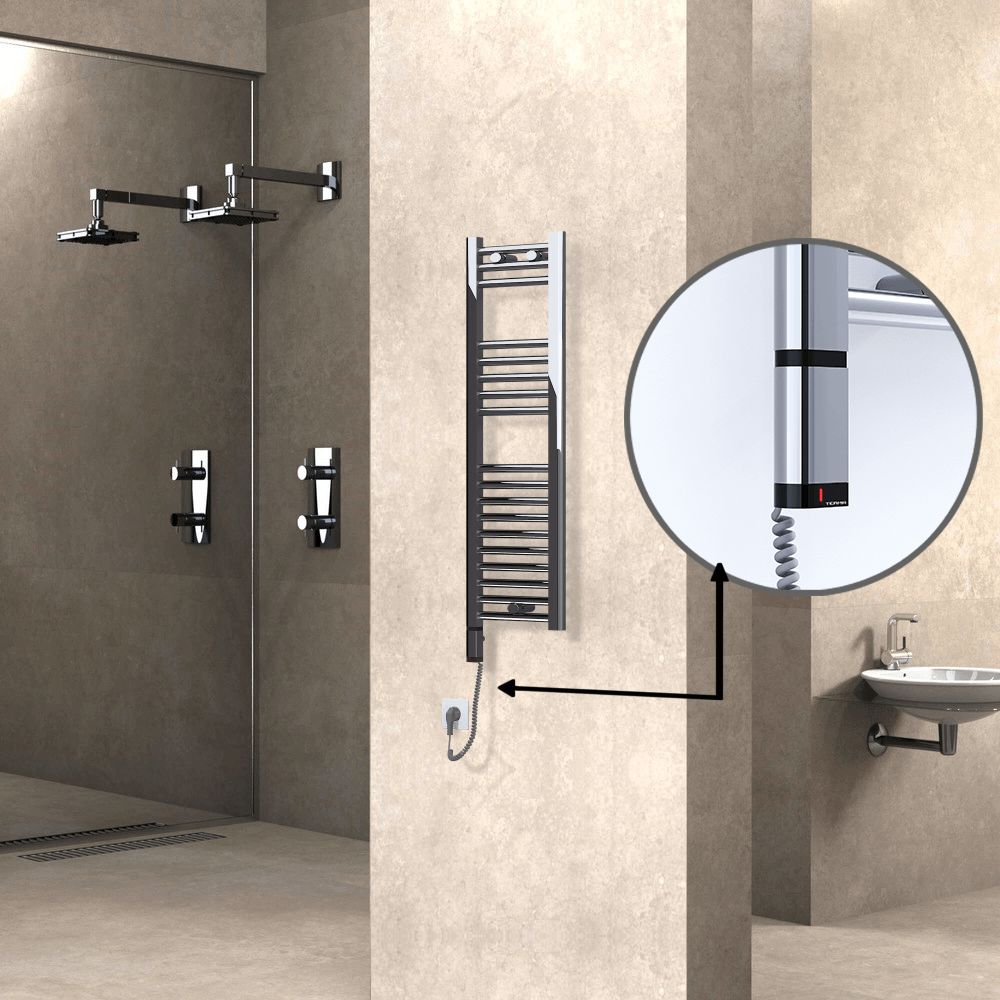 Haiti Sèche Serviettes Electrique 200 Watt 300x1000 Plat Chrome (OneD On/Off ) Gauche - 1