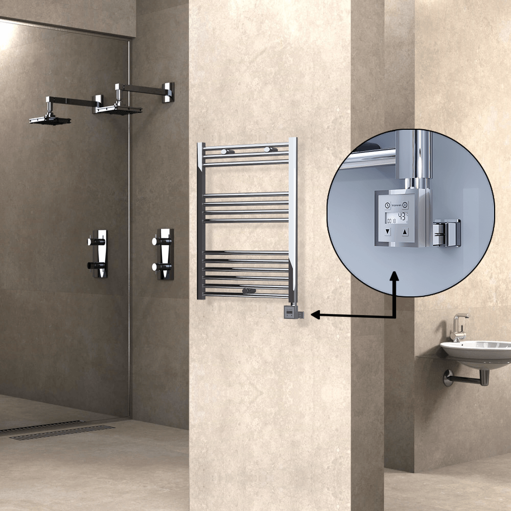 Haiti Sèche Serviettes Electrique 300 Watt 600x800 Plat Chrome Ktx3 - 1