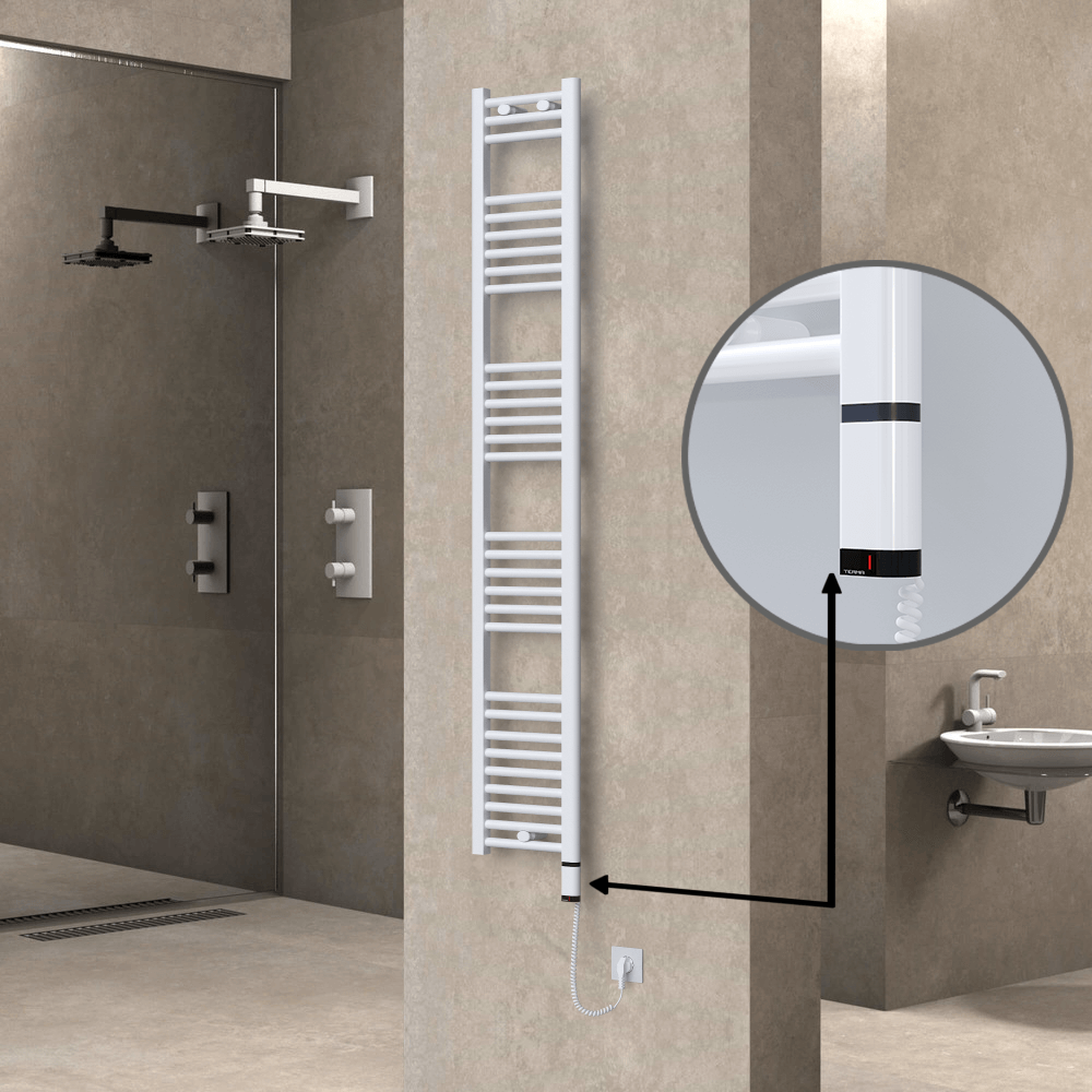 Haiti Sèche Serviettes Electrique 600 Watt 300x1800 Plat Blanc (OneD On/Off ) Droit - 1