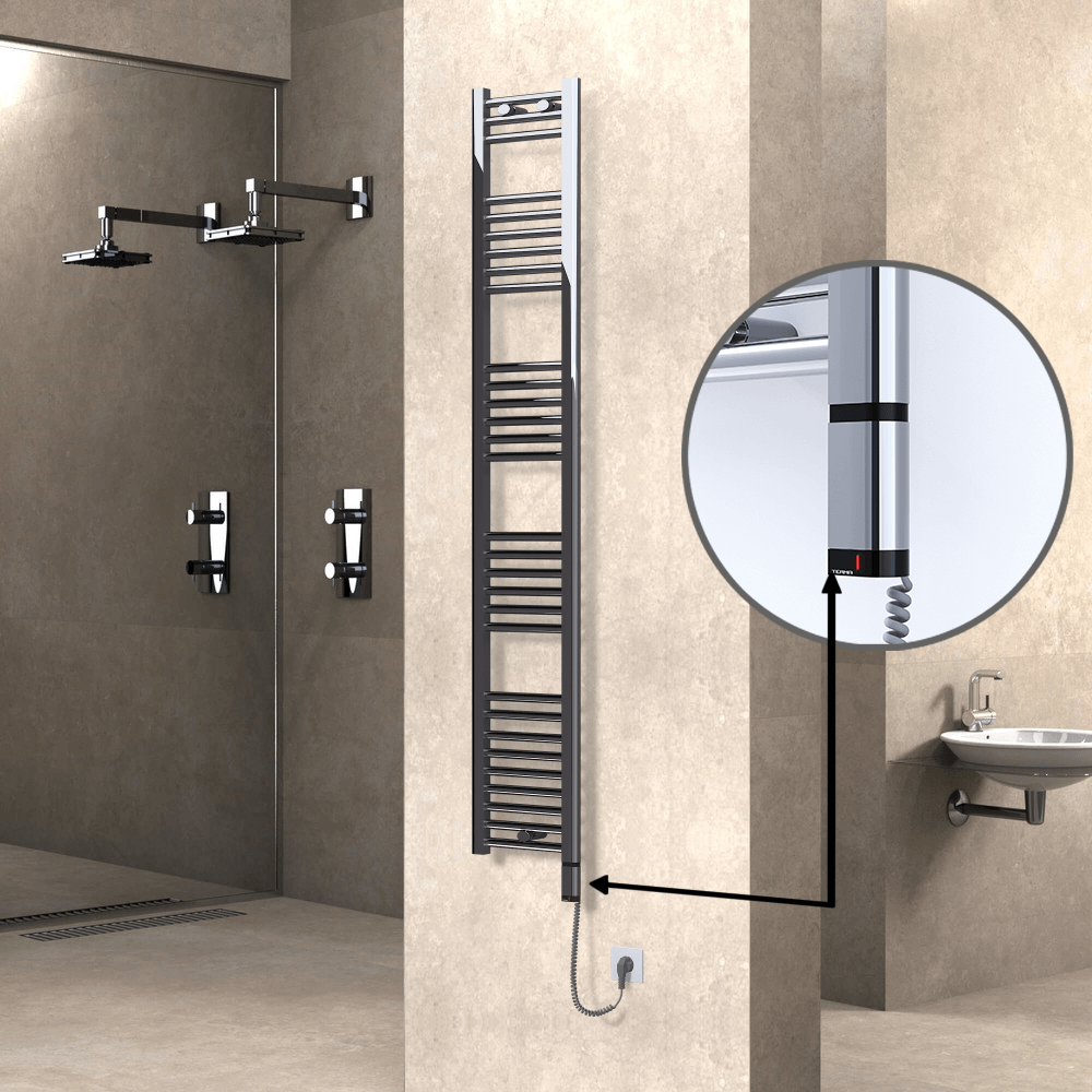 Haiti Sèche Serviettes Electrique 300 Watt 300x1800 Plat Chrome (OneD On/Off ) Droit - 1