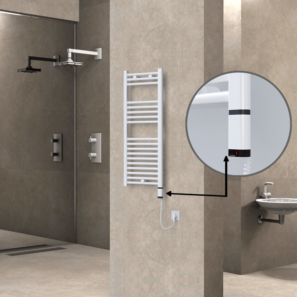 Haiti Sèche Serviettes Electrique 300 Watt 400x1000 Plat Blanc (OneD On/Off ) Droit - 1