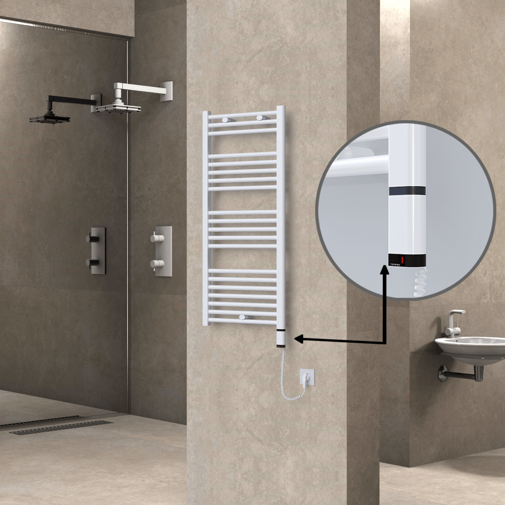 Haiti Sèche Serviettes Electrique 600 Watt 500x1100 Plat Blanc (OneD On/Off ) Droit - 1
