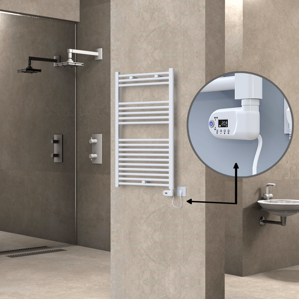 Haiti Sèche Serviettes Electrique 600 Watt 600x1000 Plat Blanc (Thermostat Thesis) - 1