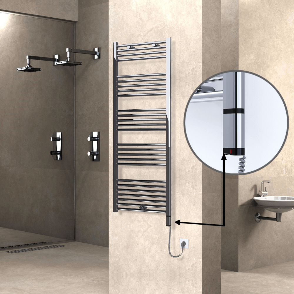 Haiti Sèche Serviettes Electrique 600 Watt 600x1500 Plat Chrome (OneD On/Off ) Droit - 1