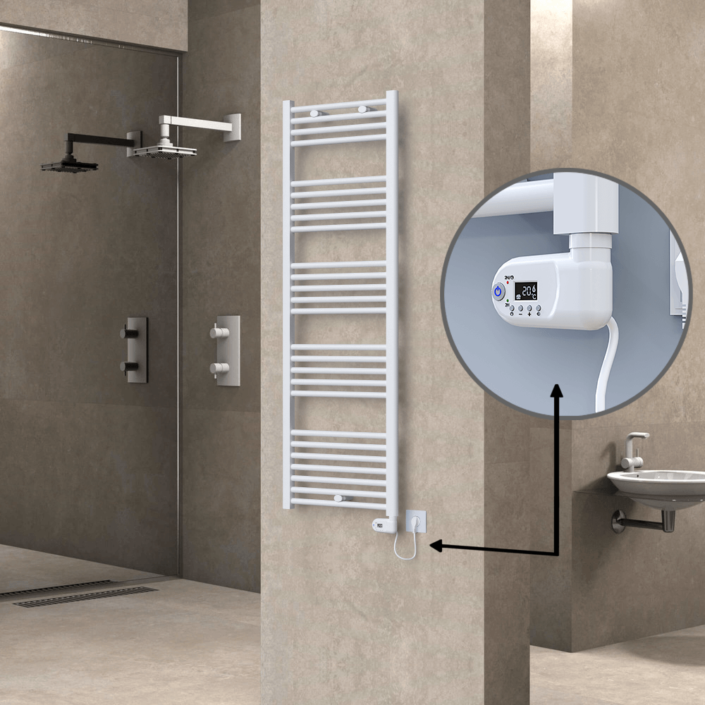 Haiti Sèche Serviettes Electrique 600 Watt 500x1500 Plat Blanc (Thermostat Thesis) - 1
