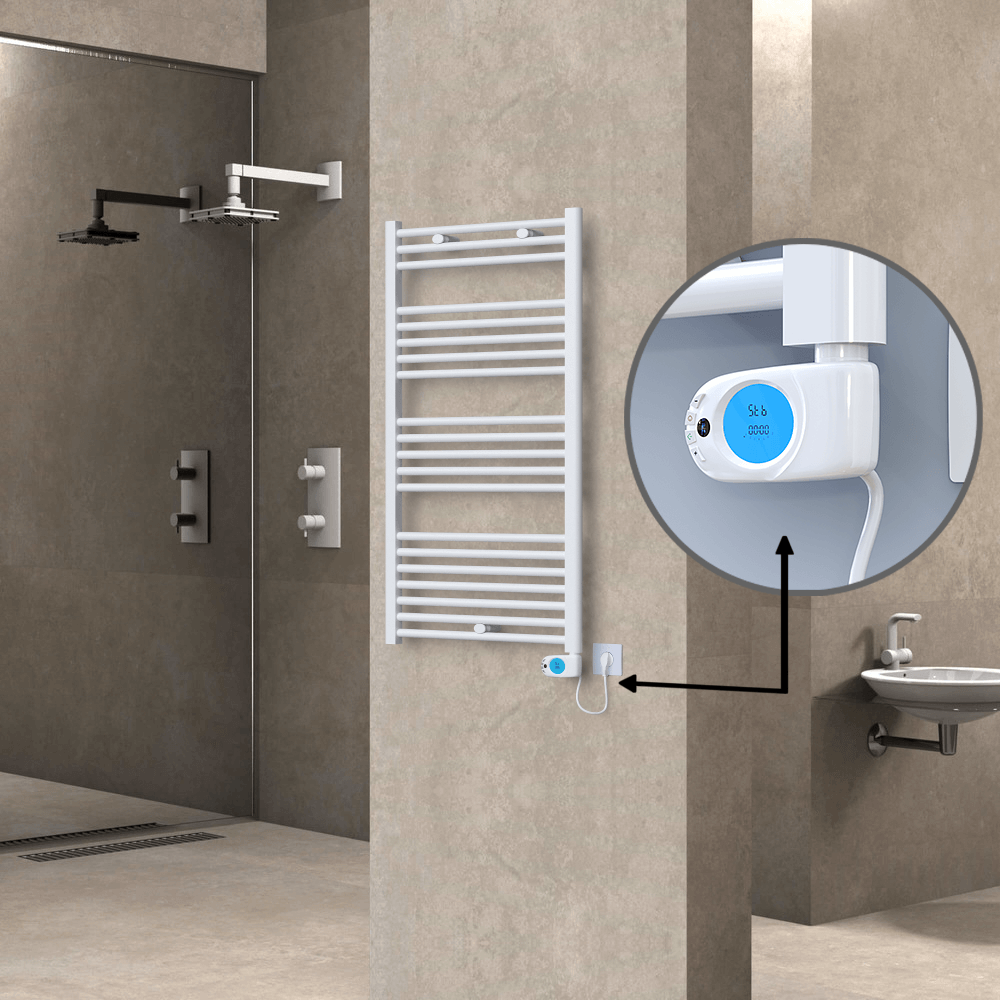 Haiti Sèche Serviettes Electrique 600 Watt 600x1100 Plat Blanc (Thermostat Musa) - 1