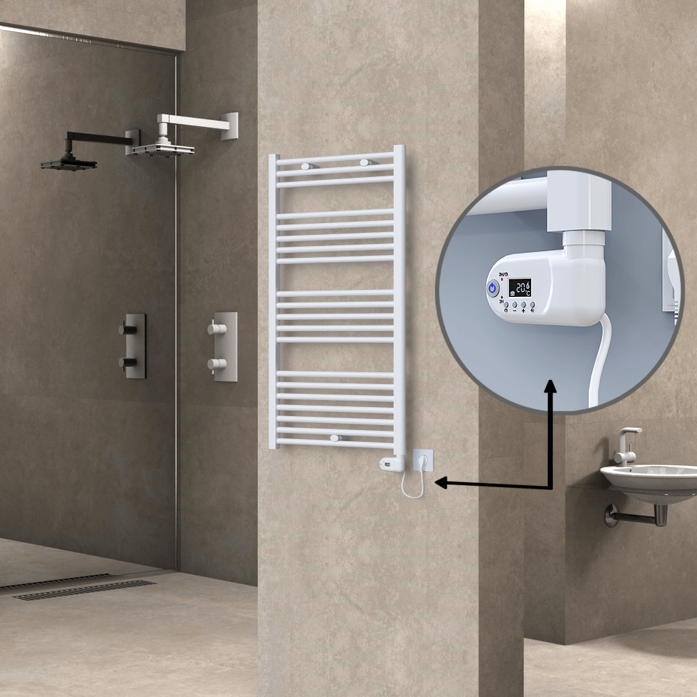 Haiti Sèche Serviettes Electrique 600 Watt 600x1100 Plat Blanc (Thermostat Thesis) - 1
