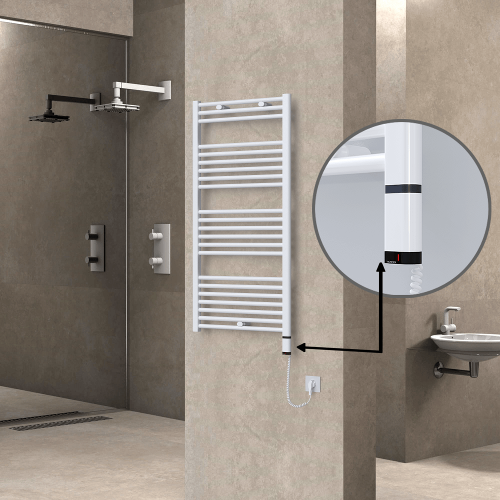 Haiti Sèche Serviettes Electrique 600 Watt 600x1200 Plat Blanc (OneD On/Off ) Droit - 1