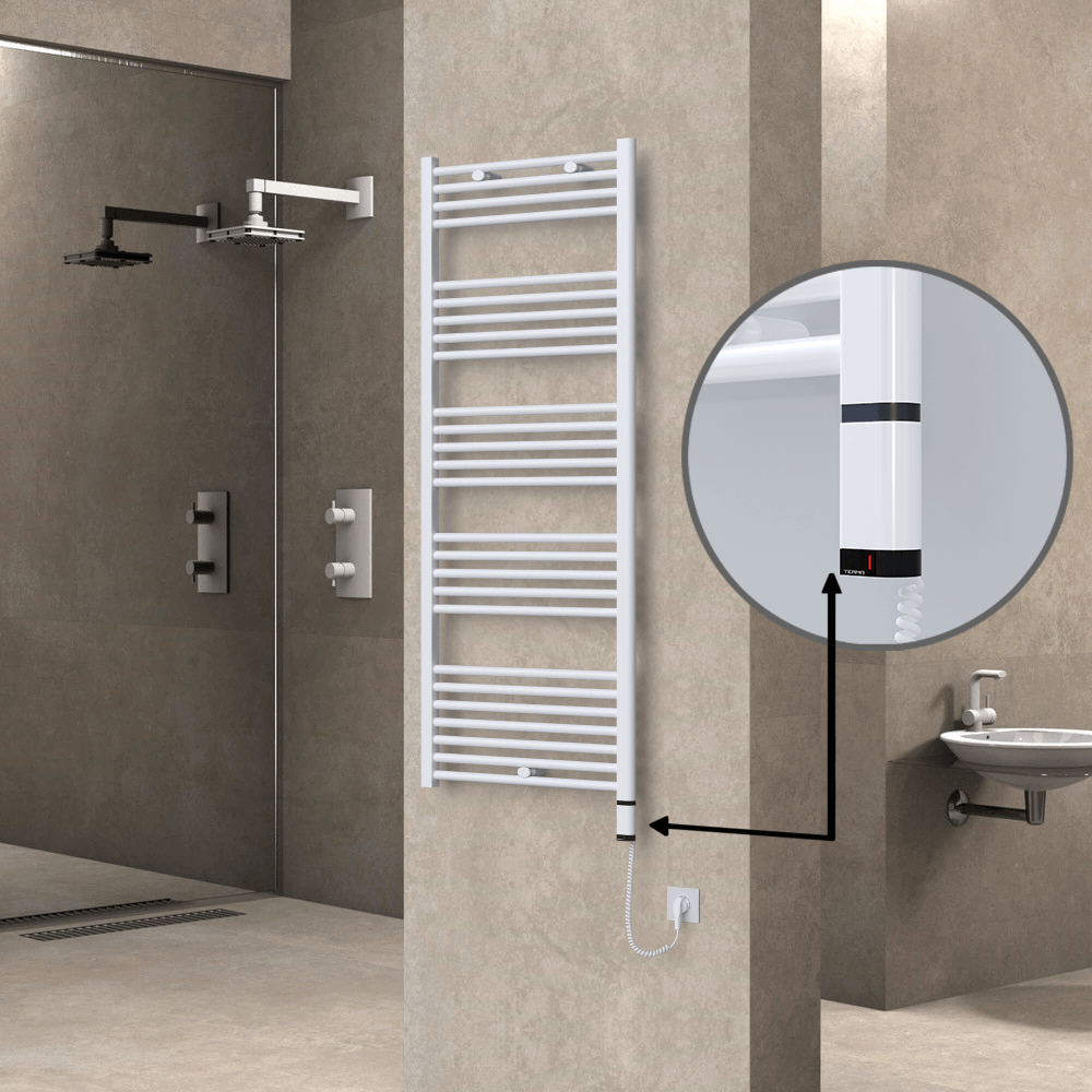 Haiti Sèche Serviettes Electrique 1000 Watt 600x1500 Plat Blanc (OneD On/Off ) Droit - 1