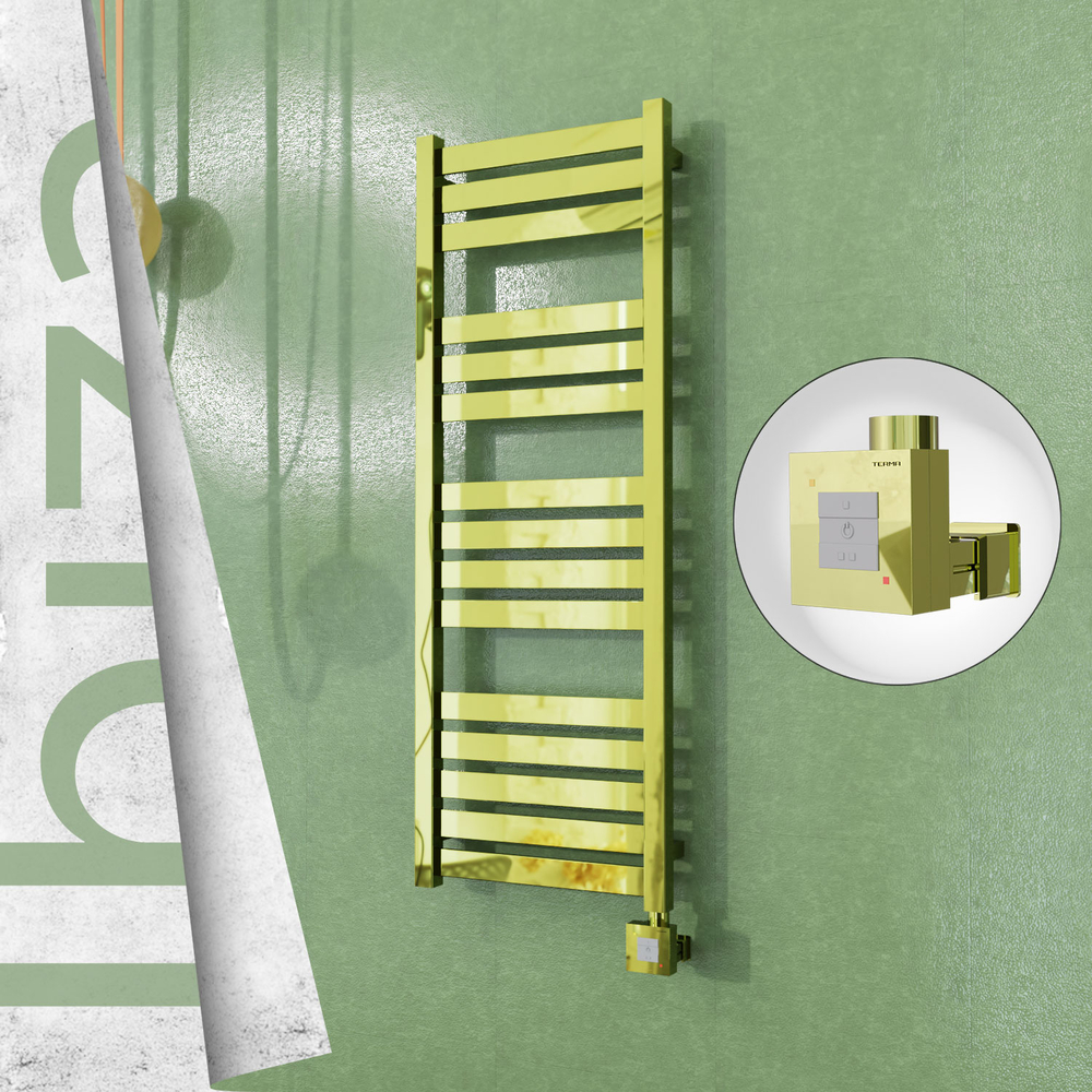 Ibiza Electric Stainless Steel Towel Rail 400x1165 Gold (KTX1 Thermostat) 300W - 1
