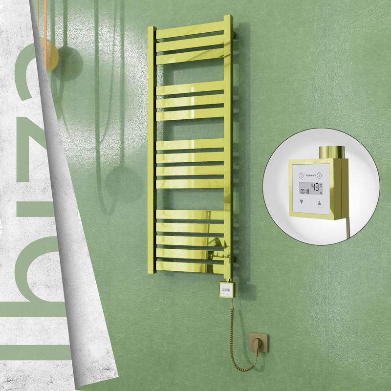 Ibiza Electric Stainless Steel Towel Rail 400x1165 Gold (KTX3 Thermostat) 300W Spiral Cable