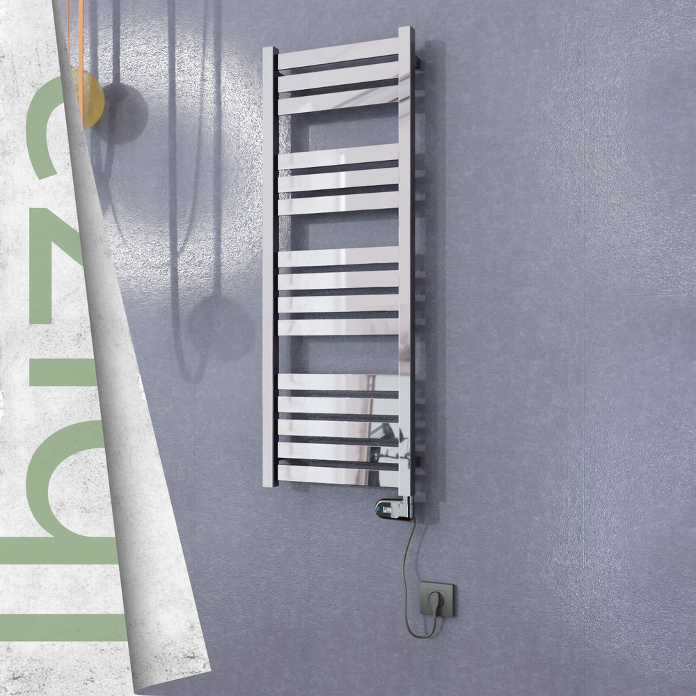 Ibiza Electric Stainless Steel Towel Rail 400x1165 Mirror Polished (Thesis Thermostat) 300W - 1