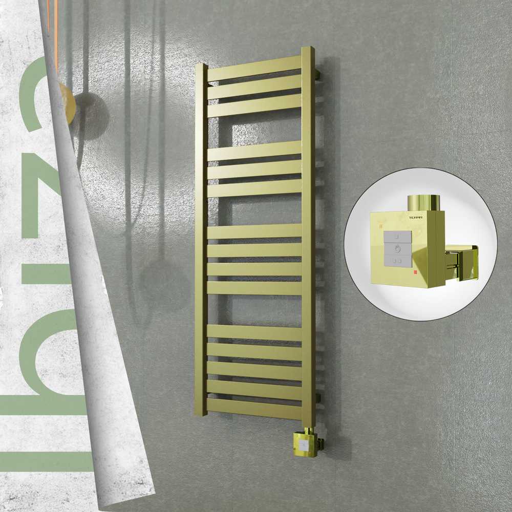 Ibiza Electric Stainless Steel Towel Rail 400x1165 Satin Gold (KTX1 Thermostat) 300W - 1