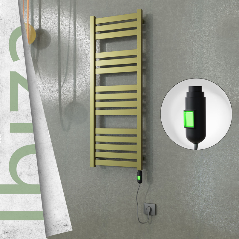 Ibiza Electric Stainless Steel Towel Rail 400x1165 Satin Gold (On/Off Switch) 300W