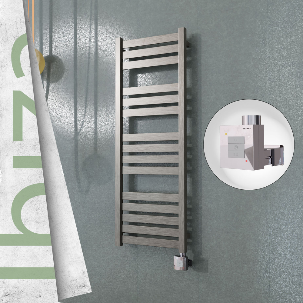 Ibiza Electric Stainless Steel Towel Rail 400x1165 Satin Polished (KTX1 Thermostat) 300W - 1