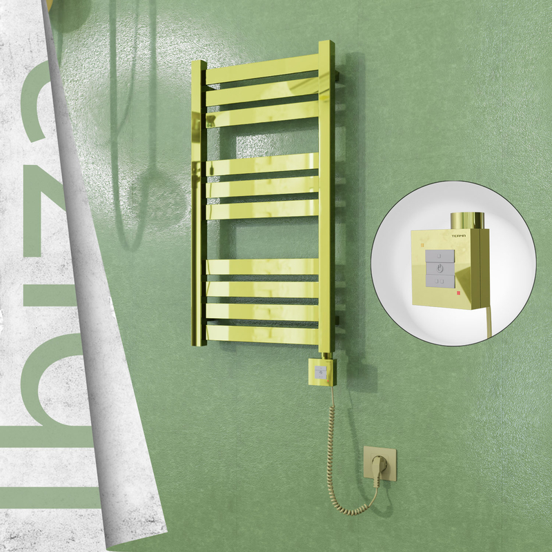 Ibiza Electric Stainless Steel Towel Rail 400x780 Gold (KTX1 Thermostat) 200W Spiral Cable