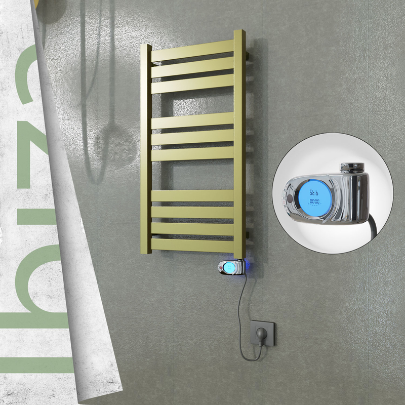 Ibiza Electric Stainless Steel Towel Rail 400x780 Satin Gold (Musa Thermostat) 200W 