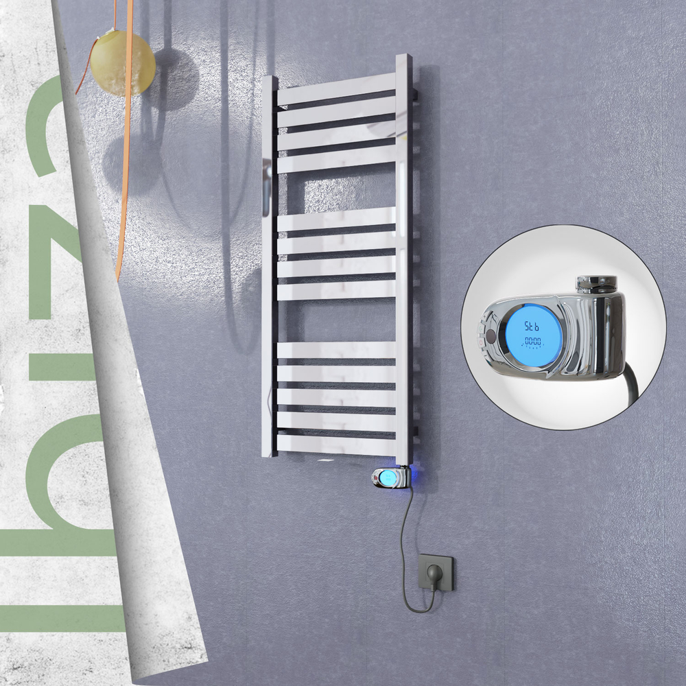 Ibiza Electric Stainless Steel Towel Rail 400x960 Mirror Polished (Musa Thermostat) 300W - 1