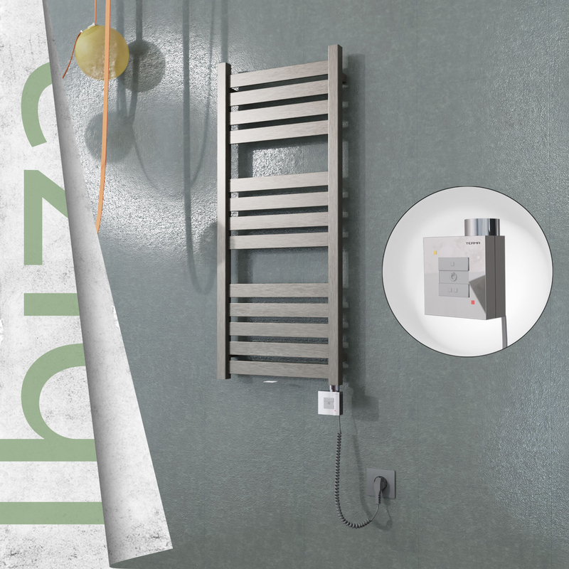 Ibiza Electric Stainless Steel Towel Rail 400x960 Satin Gold (KTX1 Thermostat) 300W Spiral Cable