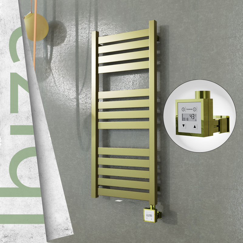 Ibiza Electric Stainless Steel Towel Rail 400x960 Satin Gold (KTX3 Thermostat) 300W
