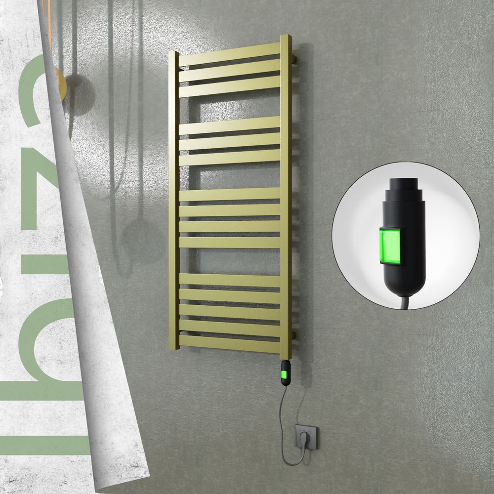 Ibiza Electric Stainless Steel Towel Rail 500x1165 Satin Gold (On/Off Switch) 300W - 1