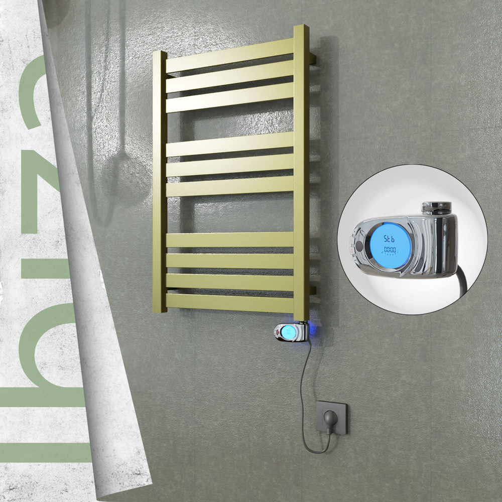 Ibiza Electric Stainless Steel Towel Rail 500x780 Satin Gold (Musa Thermostat) 300W - 1