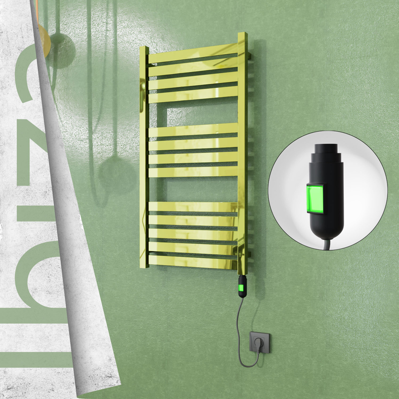 Ibiza Electric Stainless Steel Towel Rail 500x960 Gold (On/Off Switch) 300W 
