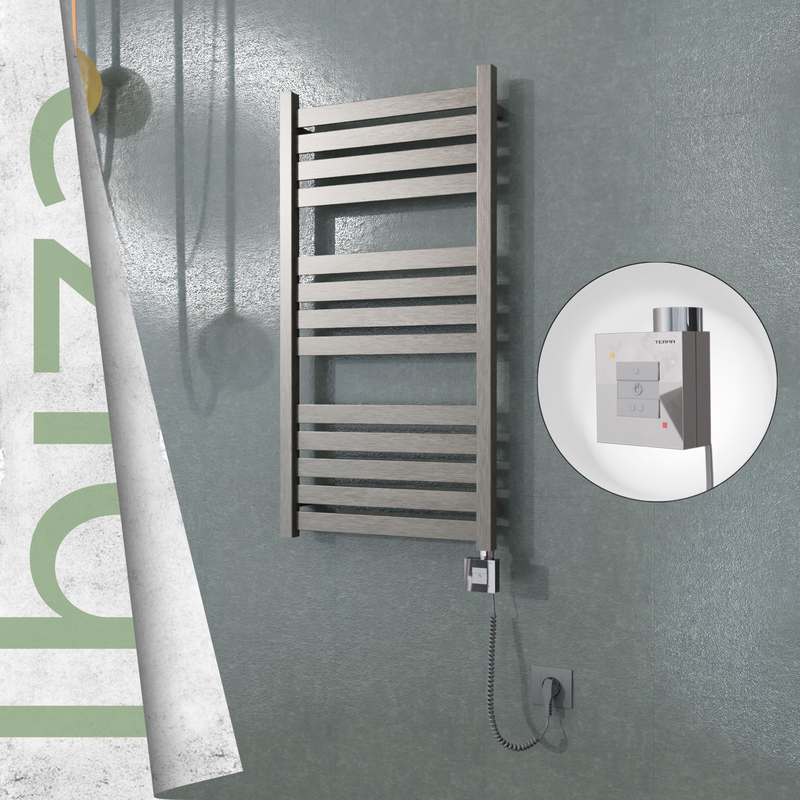 Ibiza Electric Stainless Steel Towel Rail 500x960 Satin Gold (KTX1 Thermostat) 300W Spiral Cable