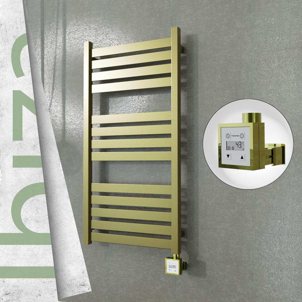 Ibiza Electric Stainless Steel Towel Rail 500x960 Satin Gold (KTX3 Thermostat) 300W - 1