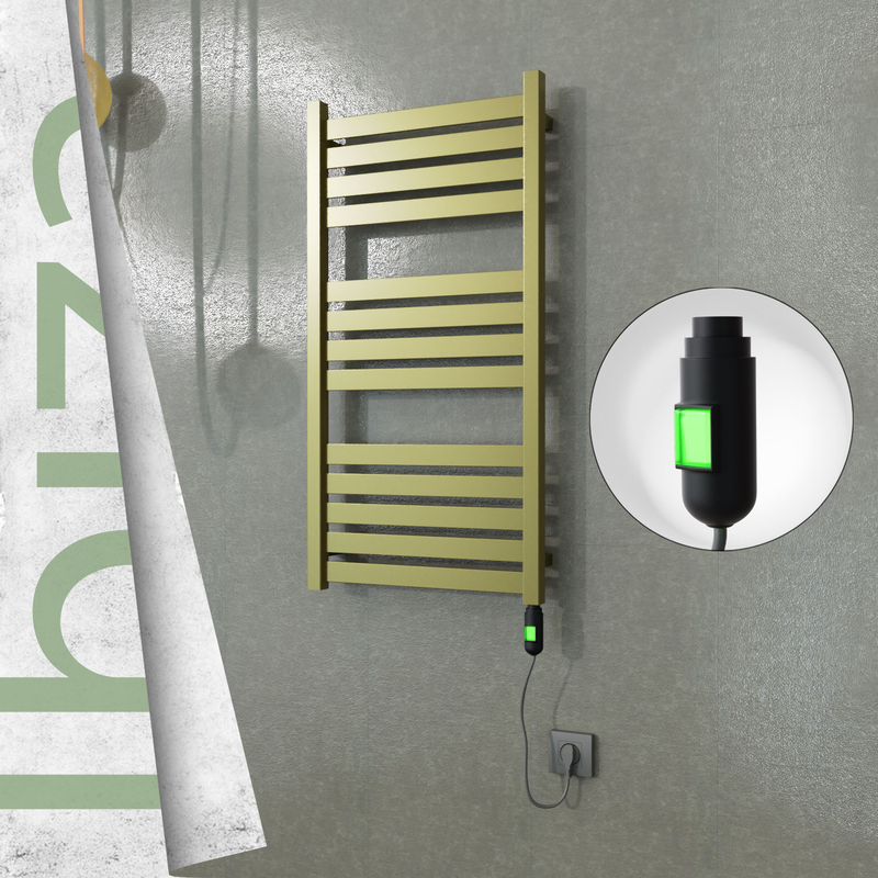 Ibiza Electric Stainless Steel Towel Rail 500x960 Satin Gold (On/Off Switch) 300W 