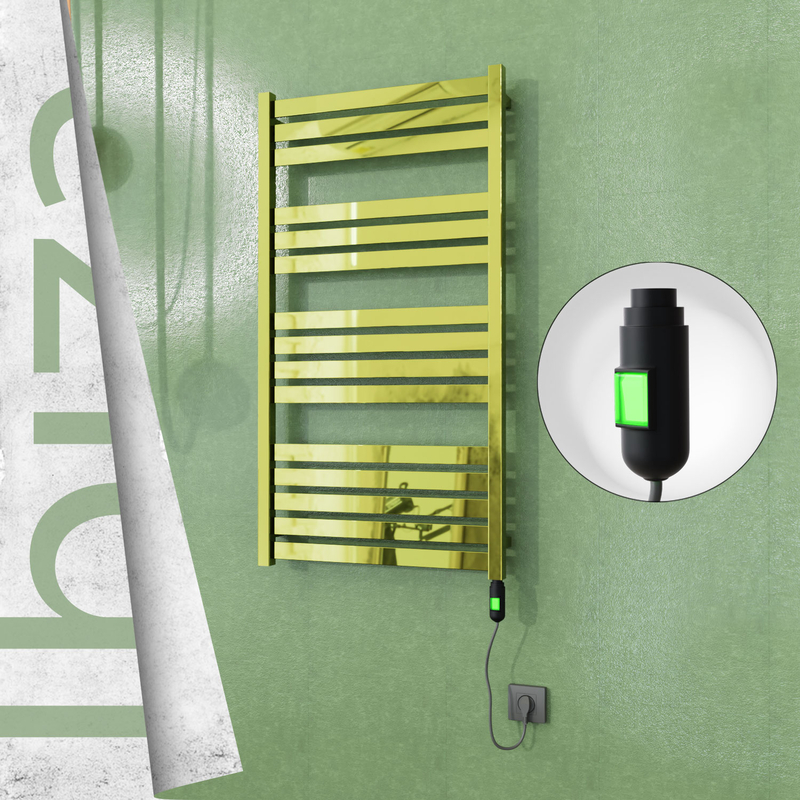 Ibiza Electric Stainless Steel Towel Rail 600x1165 Gold (On/Off Switch) 600W 
