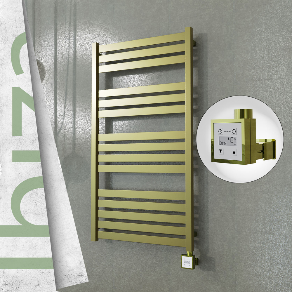 Ibiza Electric Stainless Steel Towel Rail 600x1165 Satin Gold (KTX3 Thermostat) 600W - 1