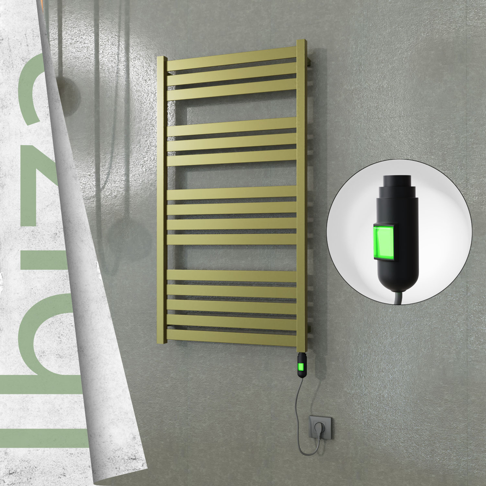 Ibiza Electric Stainless Steel Towel Rail 600x1165 Satin Gold (On/Off Switch) 600W - 1