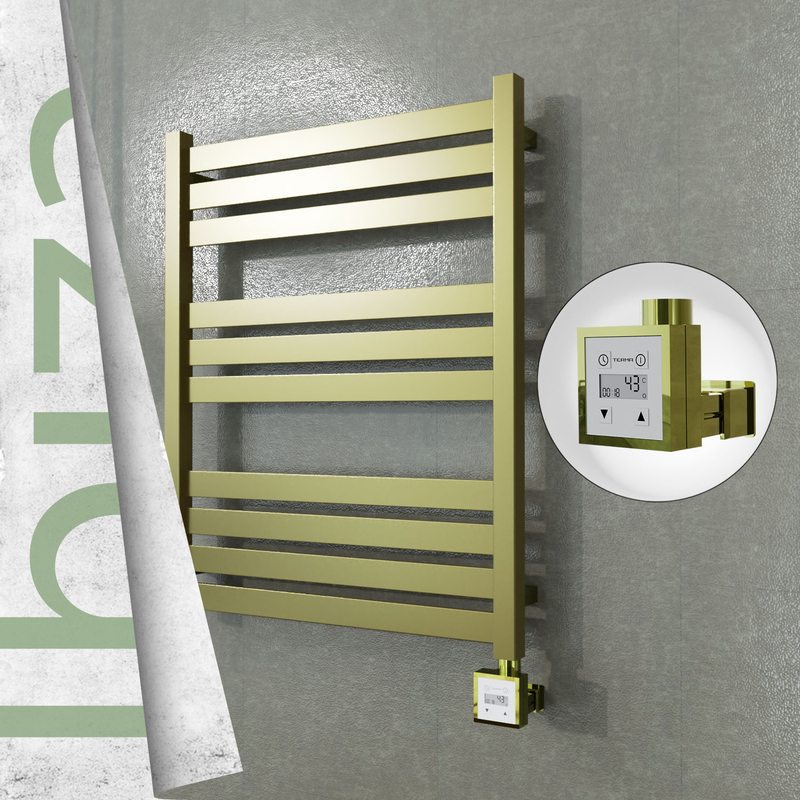Ibiza Electric Stainless Steel Towel Rail 600x780 Satin Gold (KTX3 Thermostat) 300W
